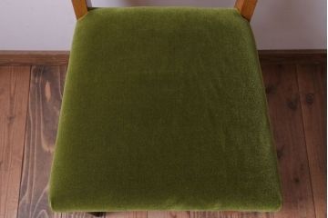 アンティーク家具　和製アンティーク　ナラ材製!モスグリーン座面のシンプルチェア