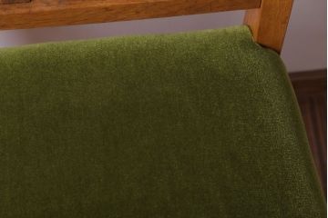 アンティーク家具　和製アンティーク　ナラ材製!モスグリーン座面のシンプルチェア