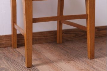 アンティーク家具　和製アンティーク　ナラ材製!モスグリーン座面のシンプルチェア