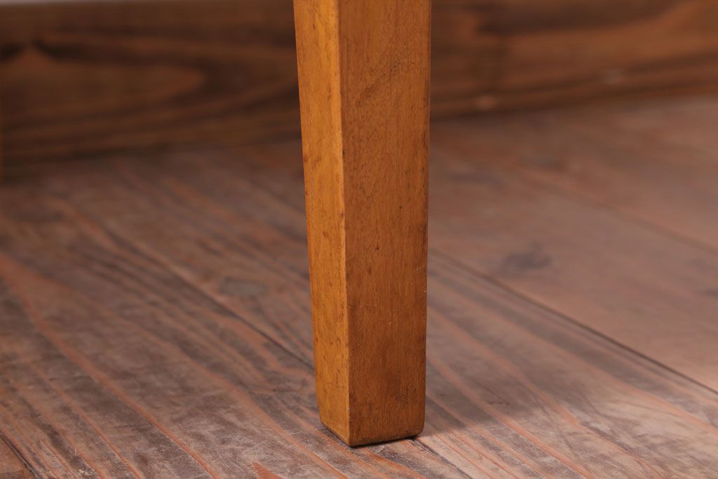 アンティーク家具　和製アンティーク　ナラ材製!モスグリーン座面のシンプルチェア