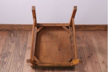 アンティーク家具　和製アンティーク　ナラ材製!モスグリーン座面のシンプルチェア