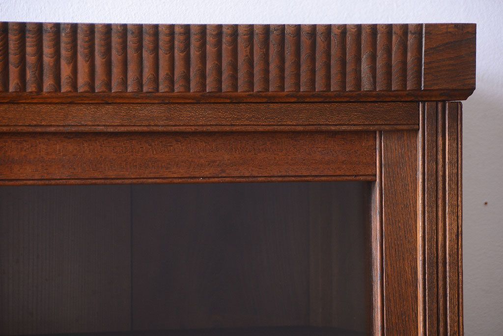 アンティーク家具　大正ロマン　古い木製のアンティーク重ね収納棚(食器棚)