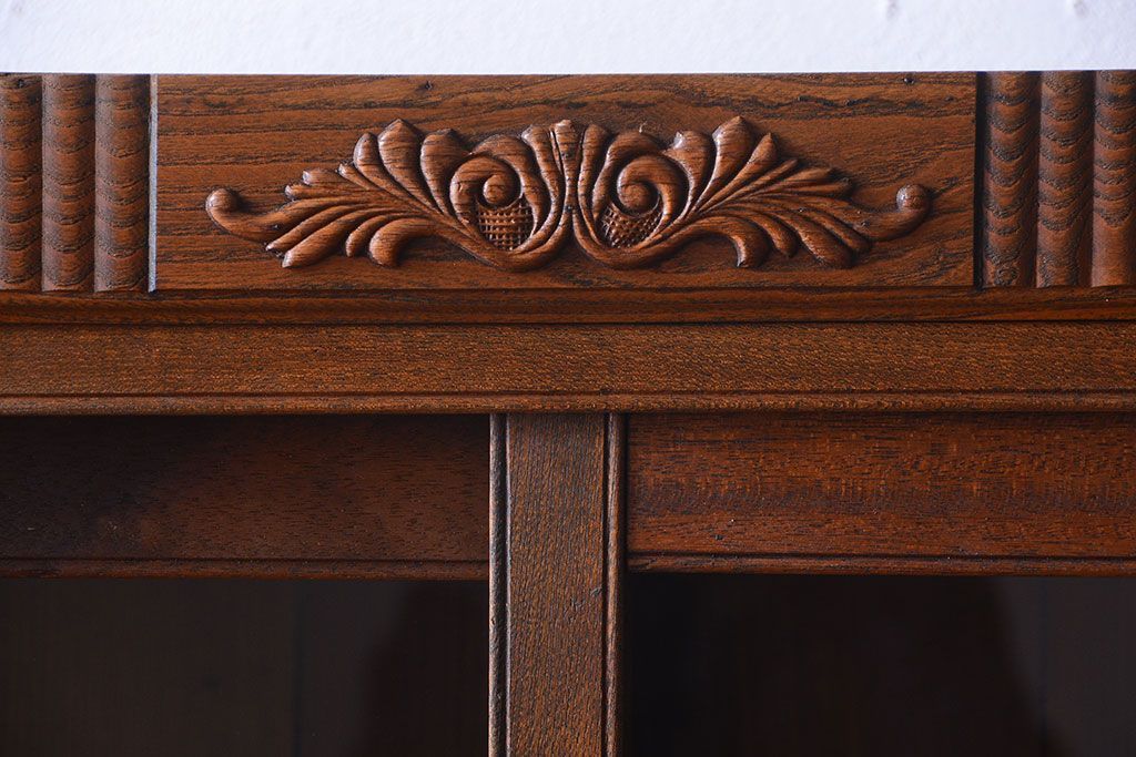 アンティーク家具　大正ロマン　古い木製のアンティーク重ね収納棚(食器棚)