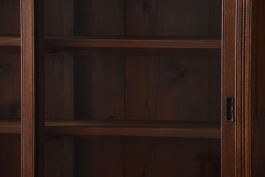 アンティーク家具　大正ロマン　古い木製のアンティーク重ね収納棚(食器棚)