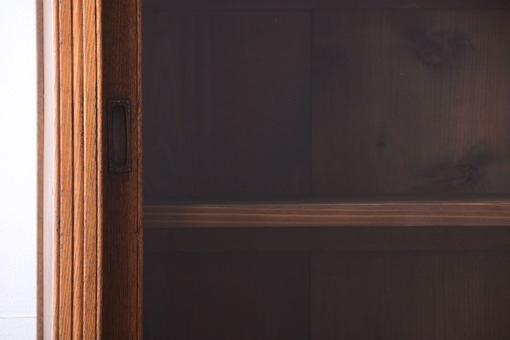 アンティーク家具　大正ロマン　古い木製のアンティーク重ね収納棚(食器棚)