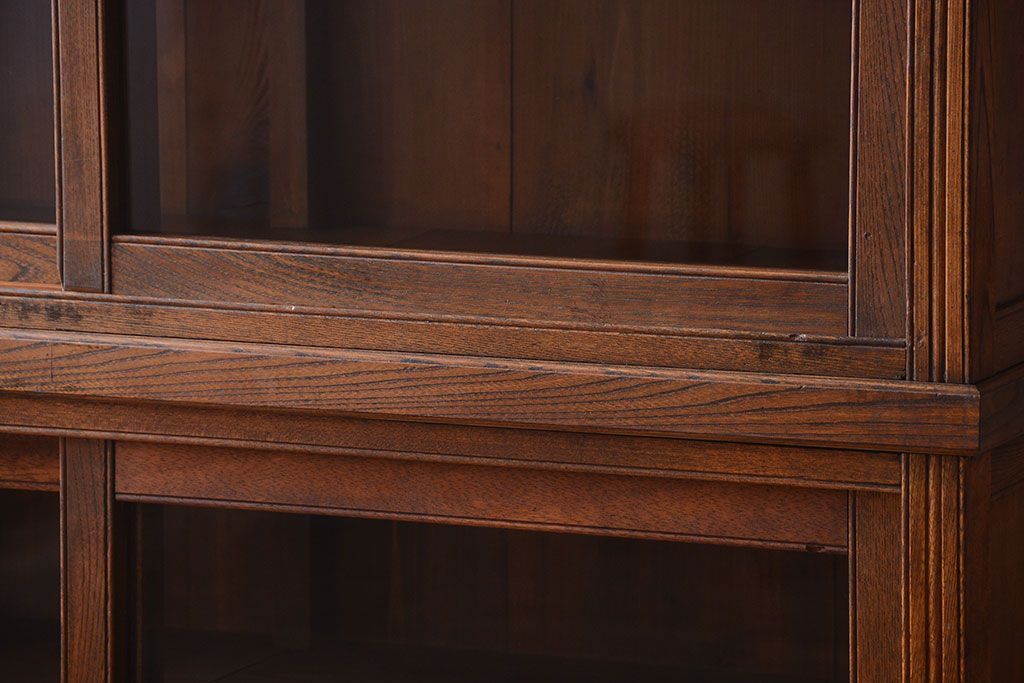 アンティーク家具　大正ロマン　古い木製のアンティーク重ね収納棚(食器棚)