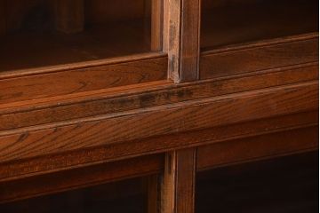 アンティーク家具　大正ロマン　古い木製のアンティーク重ね収納棚(食器棚)