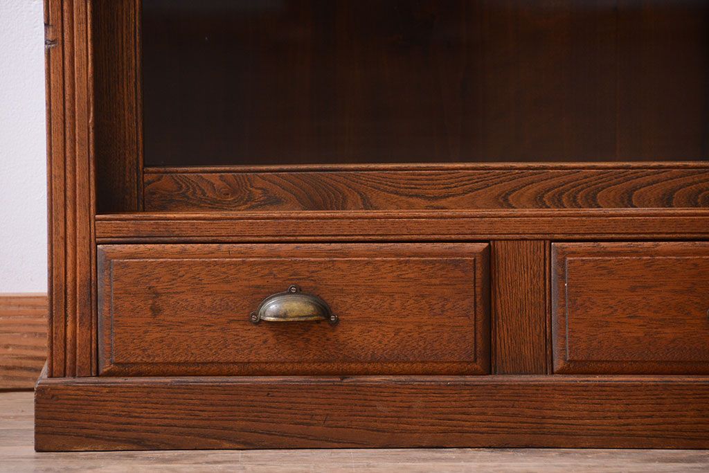 アンティーク家具　大正ロマン　古い木製のアンティーク重ね収納棚(食器棚)