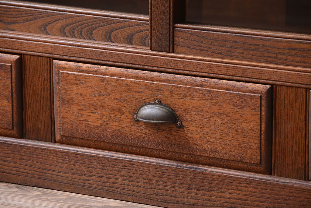 アンティーク家具　大正ロマン　古い木製のアンティーク重ね収納棚(食器棚)