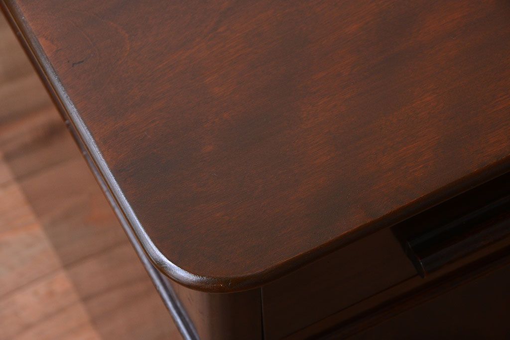 アンティーク家具　和製アンティーク　組み立て式!古いカバ材のシンプルでモダンな両袖机(デスク)