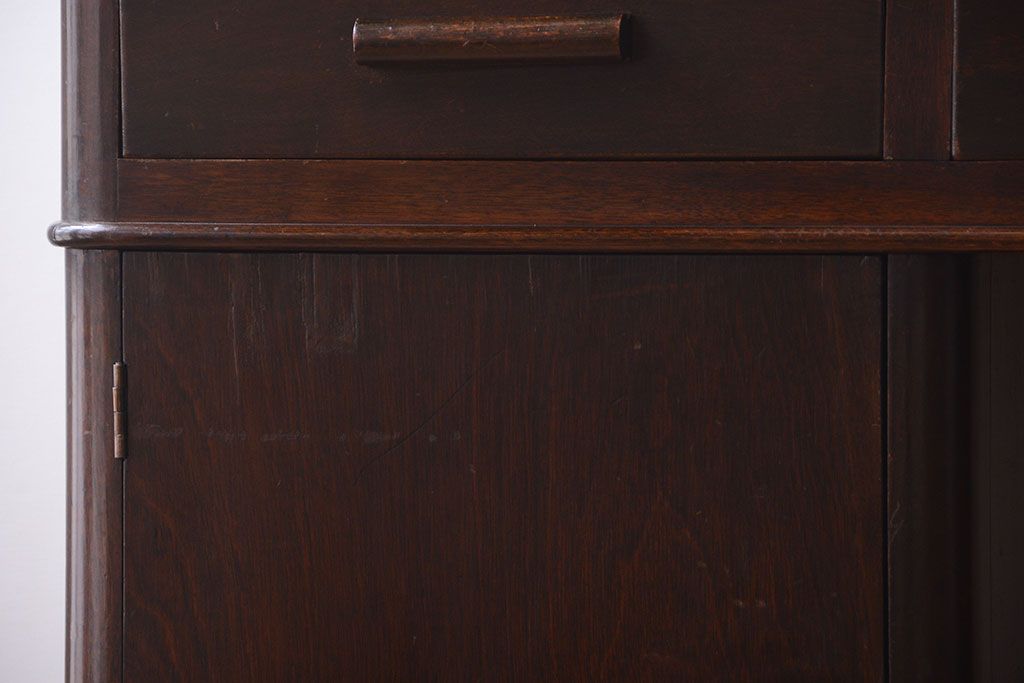 アンティーク家具　和製アンティーク　組み立て式!古いカバ材のシンプルでモダンな両袖机(デスク)