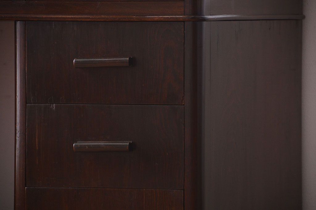 アンティーク家具　和製アンティーク　組み立て式!古いカバ材のシンプルでモダンな両袖机(デスク)