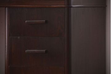 アンティーク家具　和製アンティーク　組み立て式!古いカバ材のシンプルでモダンな両袖机(デスク)