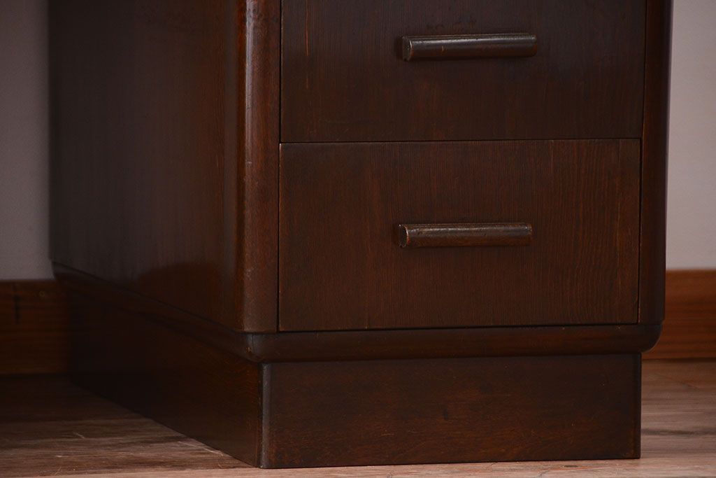 アンティーク家具　和製アンティーク　組み立て式!古いカバ材のシンプルでモダンな両袖机(デスク)