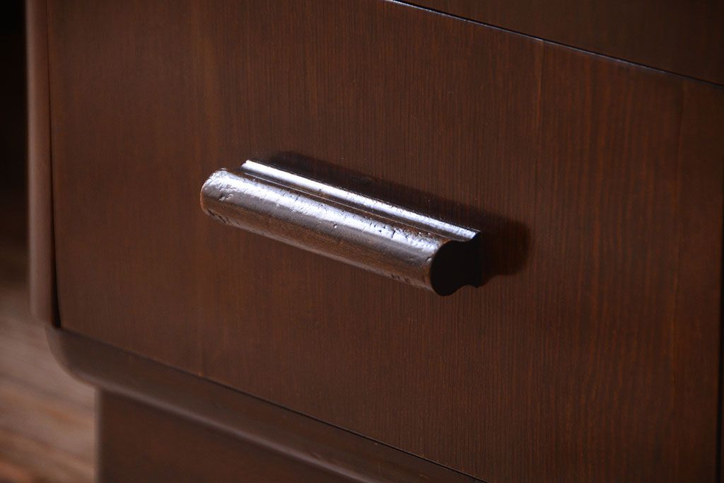 アンティーク家具　和製アンティーク　組み立て式!古いカバ材のシンプルでモダンな両袖机(デスク)