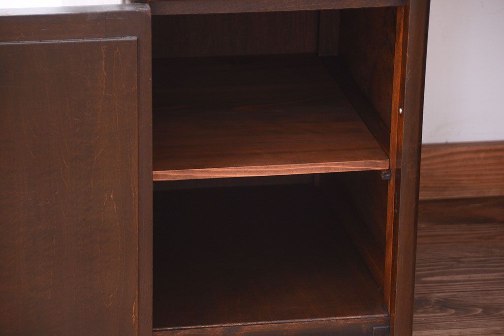 アンティーク家具　和製アンティーク　組み立て式!古いカバ材のシンプルでモダンな両袖机(デスク)