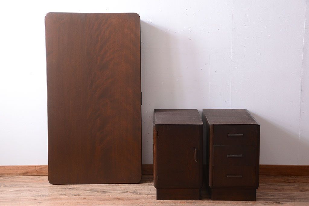 アンティーク家具　和製アンティーク　組み立て式!古いカバ材のシンプルでモダンな両袖机(デスク)