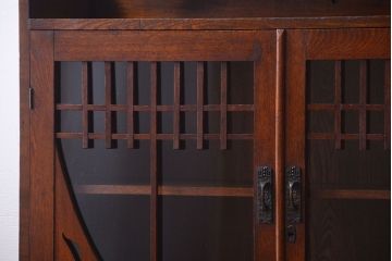 アンティーク家具　和製アンティーク　大正ロマンスタイル!透かし彫りが美しい本箱(収納棚)