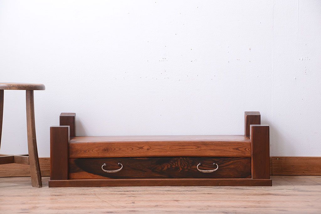 アンティーク家具　古民具・骨董　欅と黒柿材!上品なアンティーク置床(置き床)