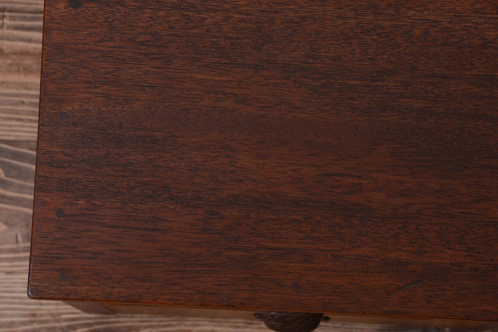 レトロ家具　昭和レトロ　天板と脚付き!古い木製の引き出し付きサイドテーブル(小引き出し)