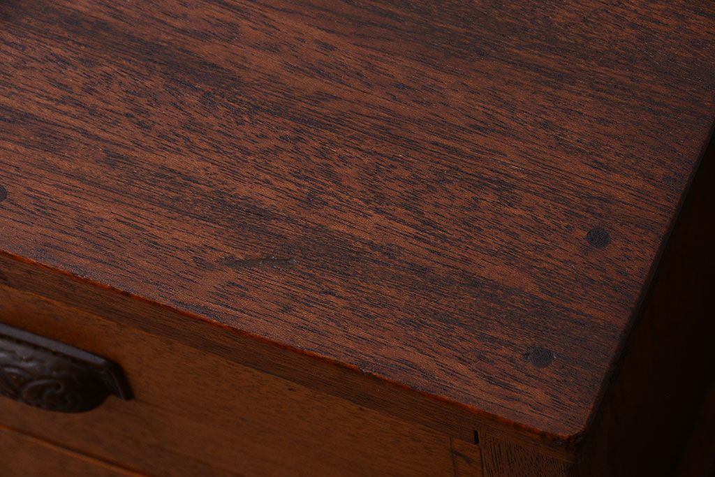 レトロ家具　昭和レトロ　天板と脚付き!古い木製の引き出し付きサイドテーブル(小引き出し)