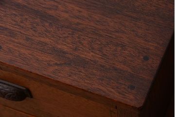 レトロ家具　昭和レトロ　天板と脚付き!古い木製の引き出し付きサイドテーブル(小引き出し)