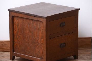 レトロ家具　昭和レトロ　天板と脚付き!古い木製の引き出し付きサイドテーブル(小引き出し)