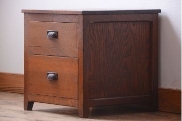 レトロ家具　昭和レトロ　天板と脚付き!古い木製の引き出し付きサイドテーブル(小引き出し)