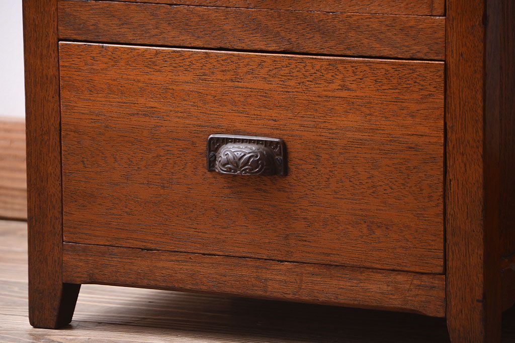 レトロ家具　昭和レトロ　天板と脚付き!古い木製の引き出し付きサイドテーブル(小引き出し)