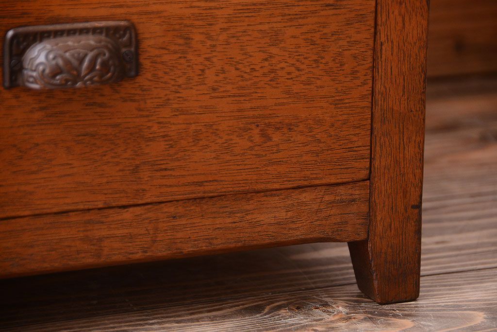 レトロ家具　昭和レトロ　天板と脚付き!古い木製の引き出し付きサイドテーブル(小引き出し)