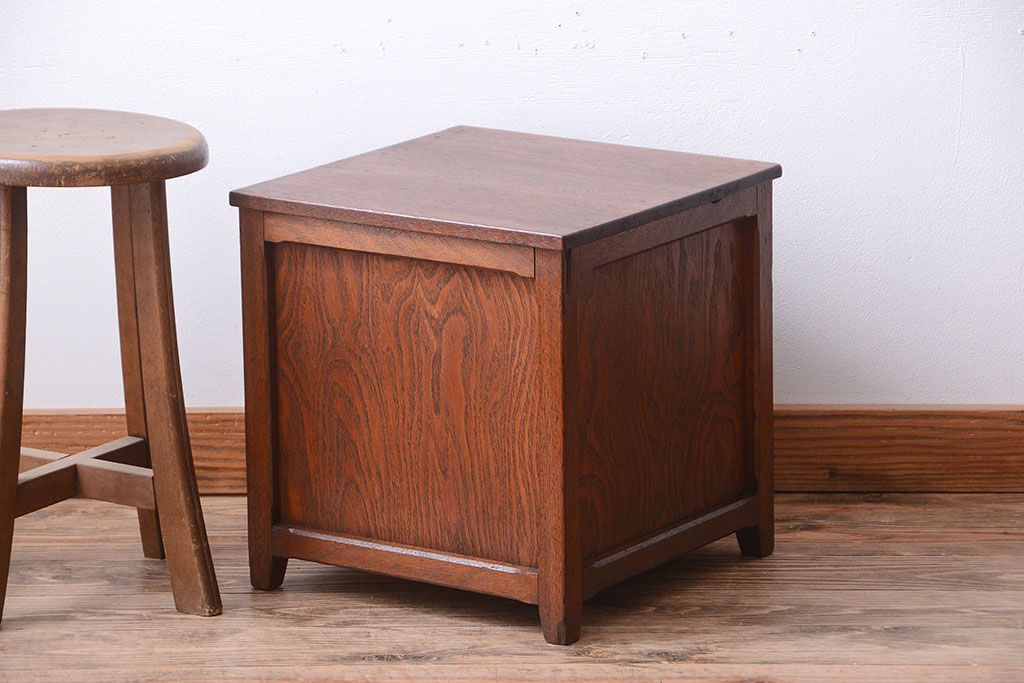 レトロ家具　昭和レトロ　天板と脚付き!古い木製の引き出し付きサイドテーブル(小引き出し)