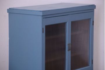 アンティーク家具　ペイント　モールガラス入り!アンティーク戸棚