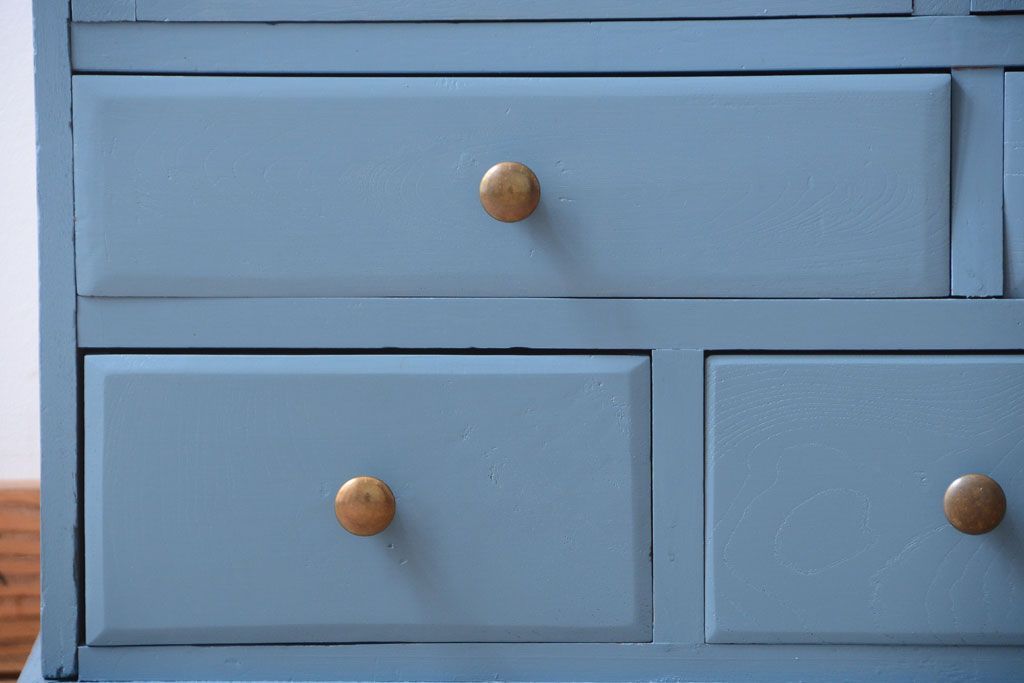 アンティーク家具　ペイント　モールガラス入り!アンティーク戸棚