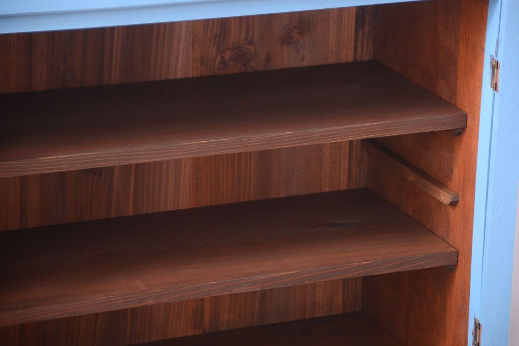 アンティーク家具　ペイント　モールガラス入り!アンティーク戸棚