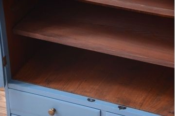 アンティーク家具　ペイント　モールガラス入り!アンティーク戸棚