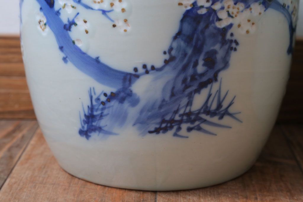 アンティーク雑貨　和製アンティーク　梅の図　小振りな瀬戸火鉢2個セット