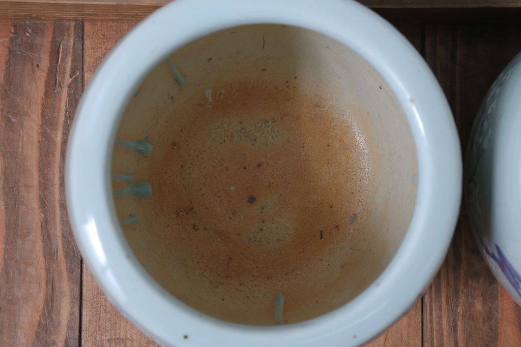 アンティーク雑貨　和製アンティーク　梅の図　小振りな瀬戸火鉢2個セット