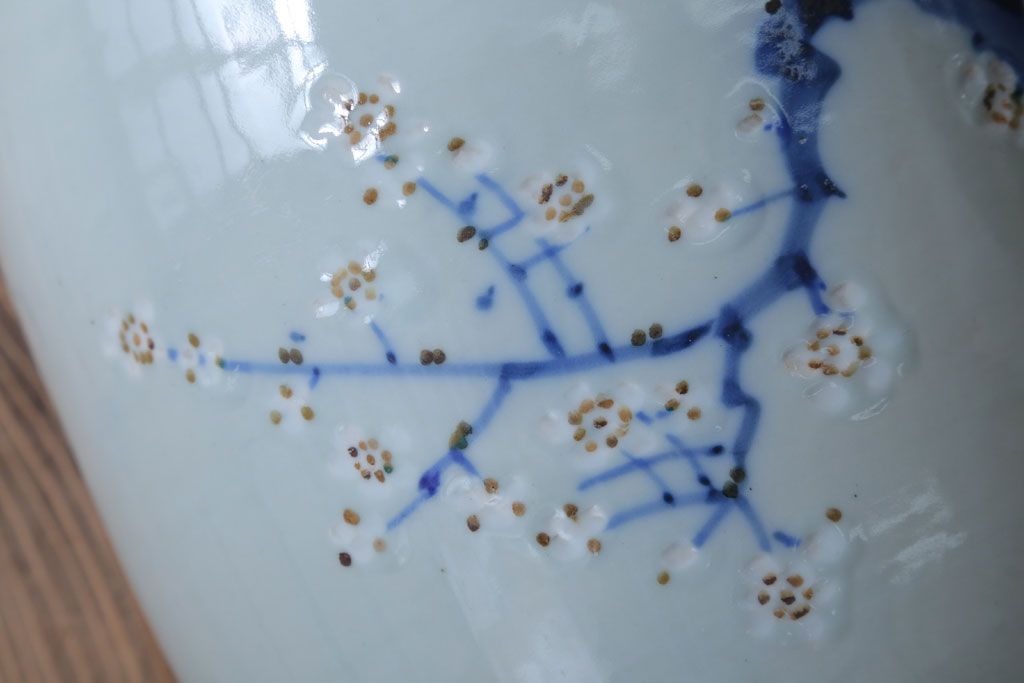 アンティーク雑貨　和製アンティーク　梅の図　小振りな瀬戸火鉢2個セット