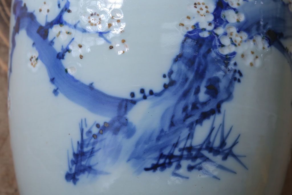 アンティーク雑貨　和製アンティーク　梅の図　小振りな瀬戸火鉢2個セット