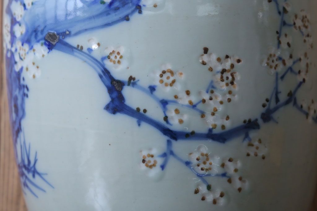 アンティーク雑貨　和製アンティーク　梅の図　小振りな瀬戸火鉢2個セット