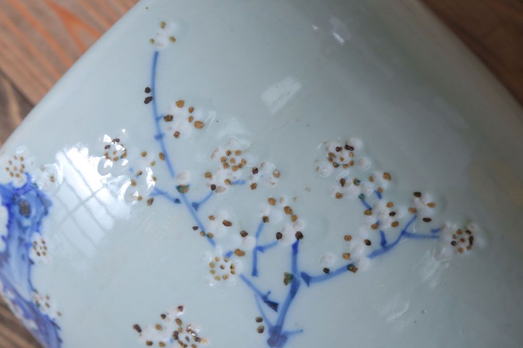 アンティーク雑貨　和製アンティーク　梅の図　小振りな瀬戸火鉢2個セット