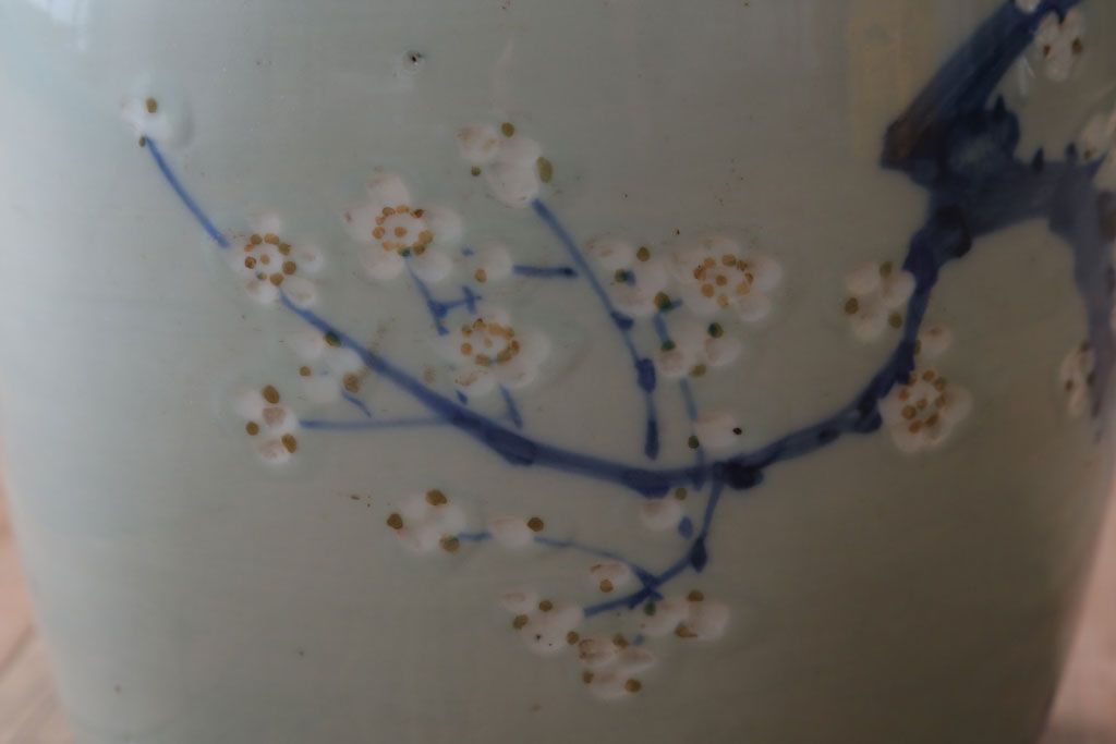 アンティーク雑貨　和製アンティーク　梅の図　小振りな瀬戸火鉢2個セット