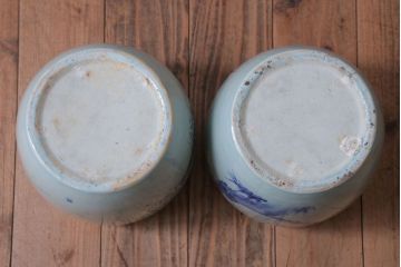 アンティーク雑貨　和製アンティーク　梅の図　小振りな瀬戸火鉢2個セット