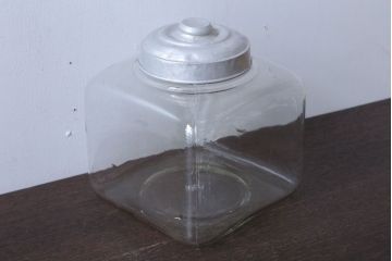 アンティーク雑貨　昭和レトロ　アンティーク四角ガラス瓶(ビン)