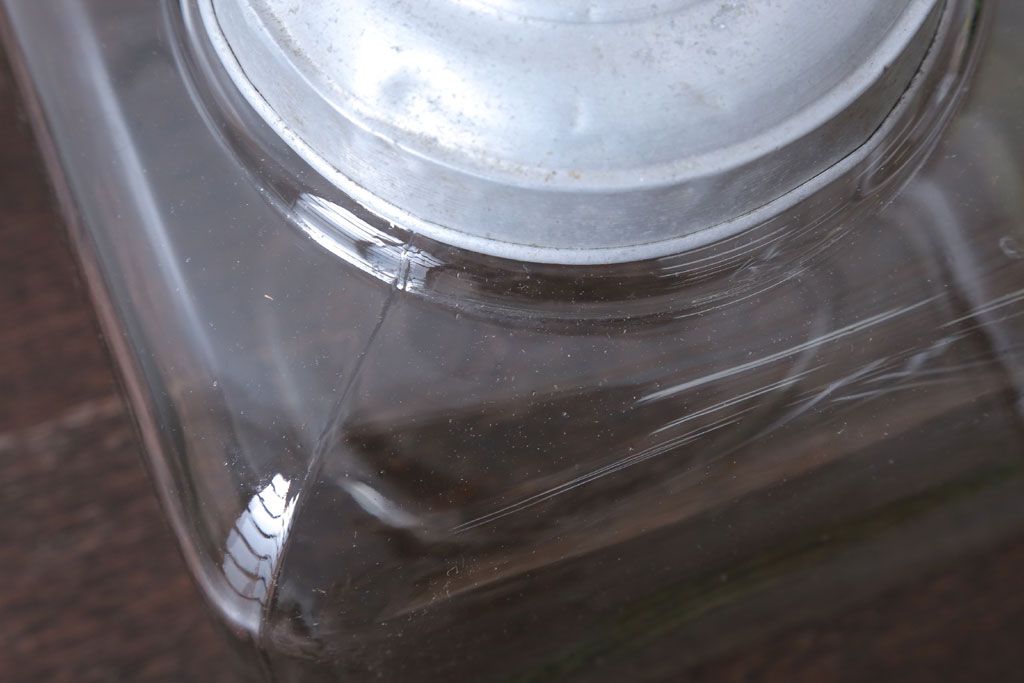 アンティーク雑貨　昭和レトロ　アンティーク四角ガラス瓶(ビン)