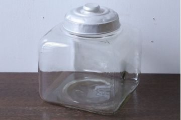 アンティーク雑貨　昭和レトロ　アンティーク四角ガラス瓶(ビン)