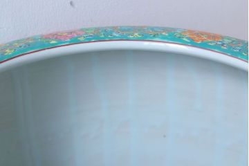 アンティーク雑貨　古民具・骨董　大正〜昭和初期 十錦手火鉢 牡丹(1)