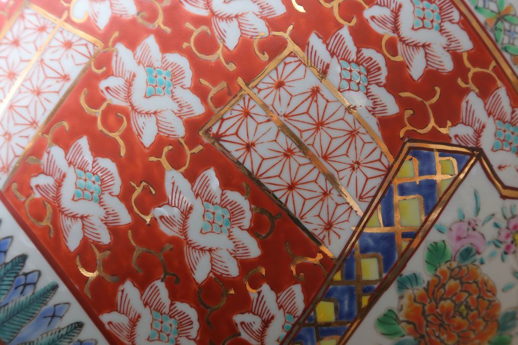 アンティーク雑貨　古民具・骨董　大正〜昭和初期 十錦手火鉢 牡丹(1)