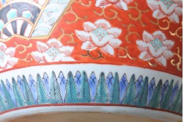 アンティーク雑貨　古民具・骨董　大正〜昭和初期 十錦手火鉢 牡丹(1)