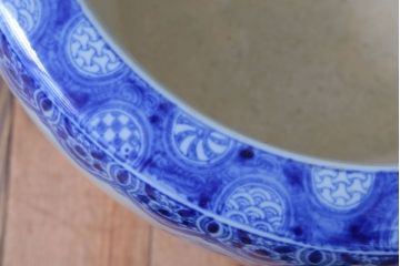 アンティーク雑貨　古民具・骨董　山水の図　大きなアンティーク瀬戸火鉢